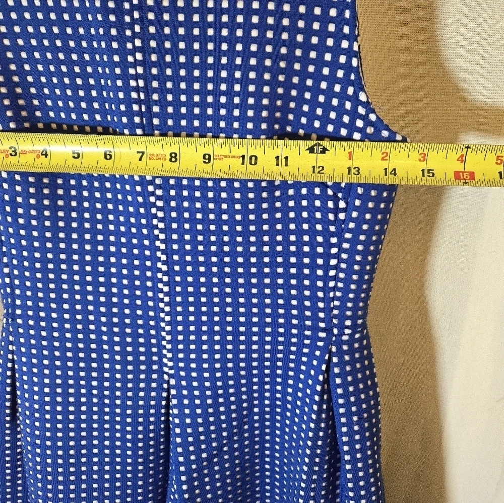 Blue and White Sleeveless Dress Skater Scuba Flare Skirt - Picture 4 of 6